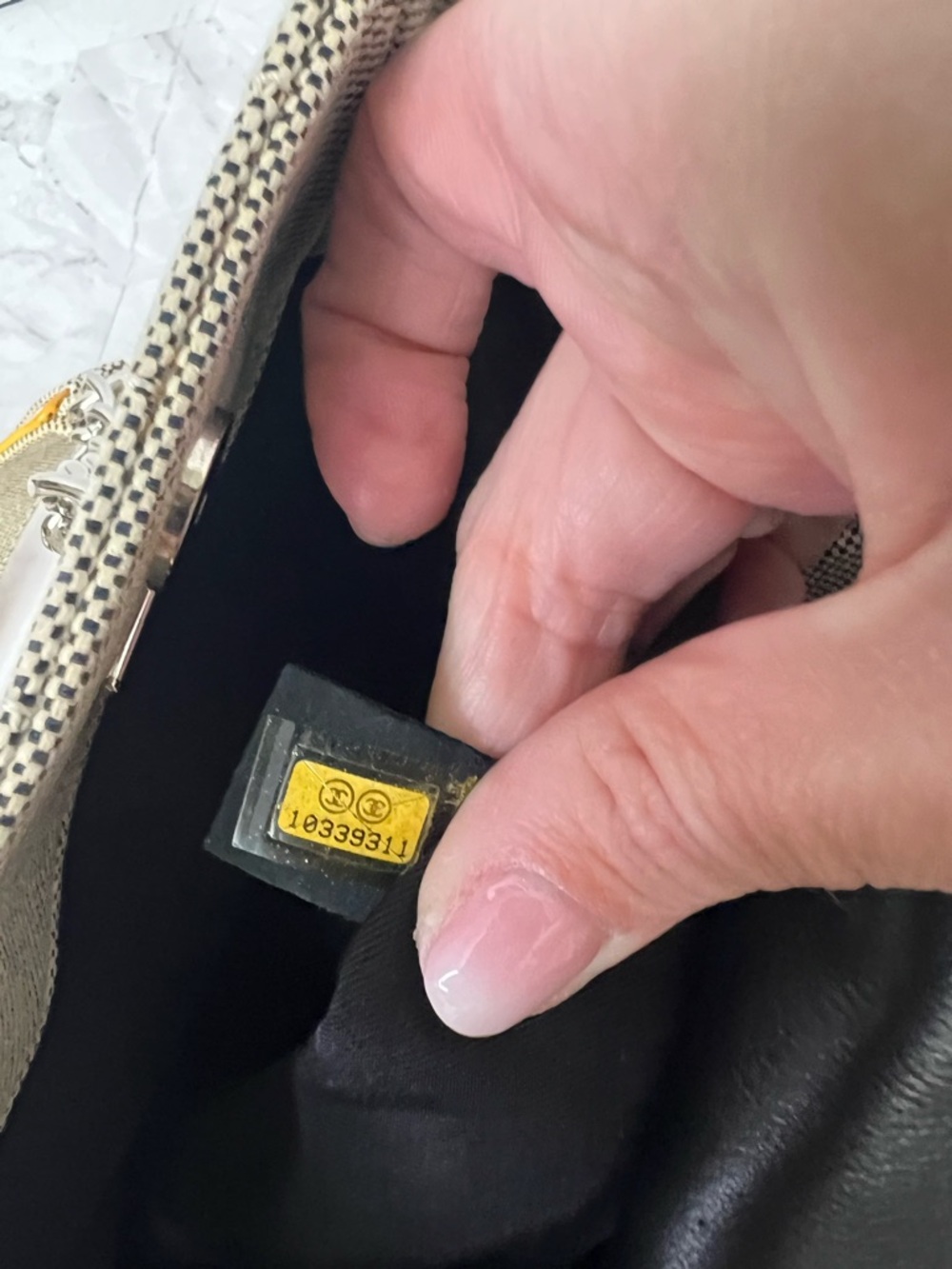 CHANEL Beige Tote with Yellow Trim and Black Camellia Accent - Picture 4 of 5